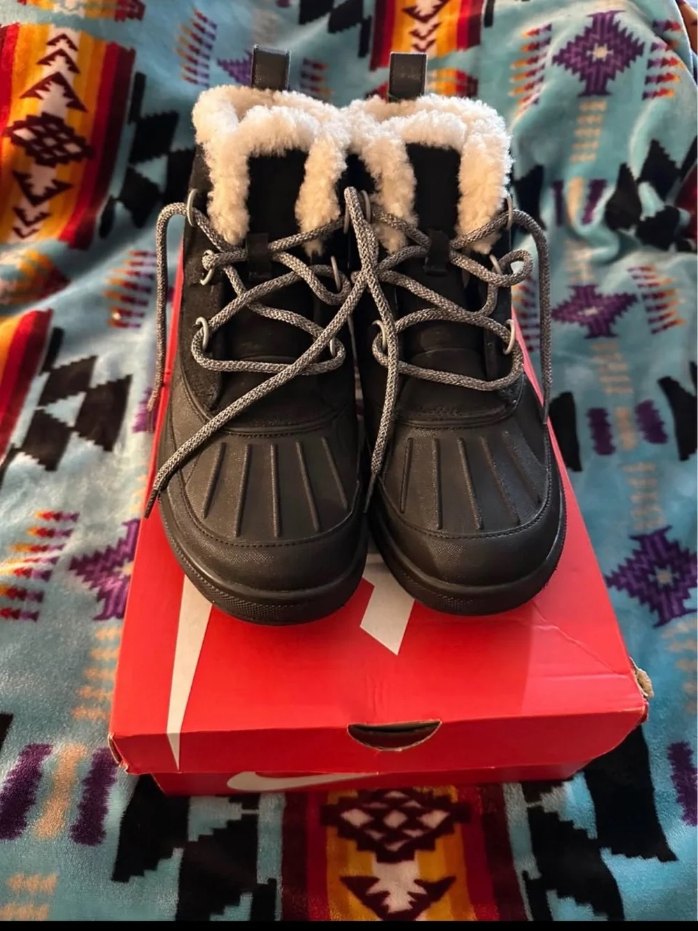Nike Black Chukka Boots with Cream Shearling Lining